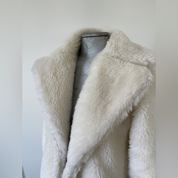 CREAM OFF WHITE TEDDY BEAR FAUX SHEARLING COAT - Picture 3 of 6
